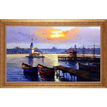 Giyense Altın Çerçeveli Paspartulu Manzara Tablo DF1949