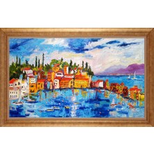 Giyense Altın Çerçeveli Paspartulu Manzara Tablo DF0796