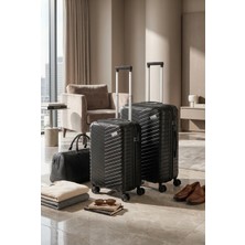 Wexta WX-1001 Siyah Büyük & Kabin 2'Li Set Valiz