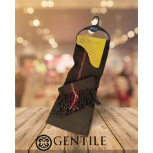 Gentile - Ekose Haki Bordo/sarı Ayrıntılı Dokuma Atkı