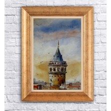 Giyense Altın Çerçeveli Paspartulu Manzara Tablo DF0596