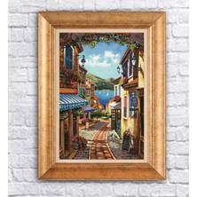 Giyense Altın Çerçeveli Paspartulu Manzara Tablo DF0708