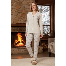 Remsa Kadın Tavşan Desenli Suprem Pijama Takımı 0528 VIZON09