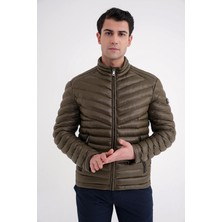 Efor Erkek Slim Fit Hakim Yaka Yan Cepli Kaz Tüyü Haki Şişme Mont MT 176