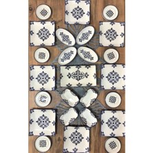 UltraMint Içmeklik Çay Tabaklı 8 Kişilik 25 Parça Kahvaltı Takımı Seti