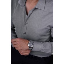 Etikmen Optik Taş Gri Erkek Slimfit Erkek Gömlek