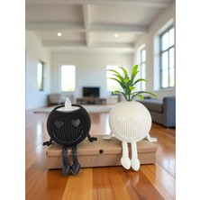 Todekora Saksı ve Mumluk Dekor Seti 2'li Siyah Beyaz