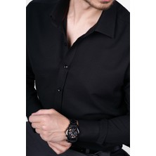 Etikmen Optik Siyah Slimfit Erkek Gömlek