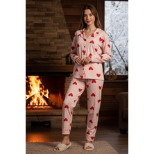 Remsa Kadın Kalp Desenli Suprem Pijama Takımı 0323 PEMBE13