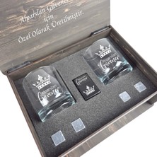 UltraMint Kişiye Özel Kral Tacı Tasarımlı 2'li Viski Bardağı ve Hediye Seti