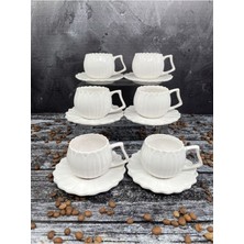UltraMint Şık ve Zarif Kahve Fincan Takımı, 6 Parça Set, Modern Tasarım
