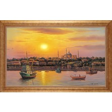 Giyense Altın Çerçeveli Paspartulu Manzara Tablo DF0783