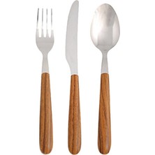 UltraMint Şık 18 Parça Ahşap Çatal Kaşık Bıçak Takımı Seti