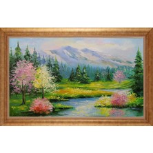 Giyense Altın Çerçeveli Paspartulu Manzara Tablo DF1877