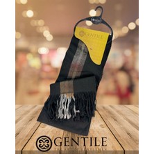 Gentile - Ekose Siyah Beyaz Dokuma Atkı
