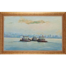 Giyense Altın Çerçeveli Paspartulu Manzara Tablo DF0937