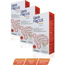 Liporin 3 Kutu Focus Brain Sitikolin, Dha, Vitamin B6(P-5-P) ,vitamin B12 ve Vitamin D3 30 Kapsül