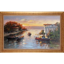 Giyense Altın Çerçeveli Paspartulu Manzara Tablo DF1387