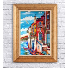 Giyense Altın Çerçeveli Paspartulu Manzara Tablo DF0682