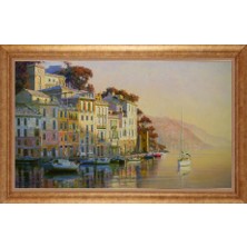 Giyense Altın Çerçeveli Paspartulu Manzara Tablo DF1846