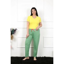 Veralya Moda Kadın Pamuklu Büyük Beden Alt Pijama Yeşil