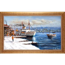 Giyense Altın Çerçeveli Paspartulu Manzara Tablo DF0748