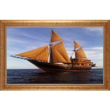 Giyense Altın Çerçeveli Paspartulu Manzara Tablo DF1325