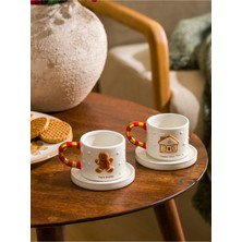 UltraMint Yılbaşı Temalı 2 Kişilik Seramik Kahve Fincan Takımı 100 ml