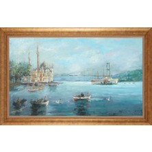 Giyense Altın Çerçeveli Paspartulu Manzara Tablo DF1672