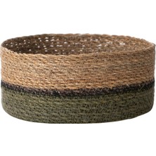 Mudo Home YEŞİL NATÜREL YUVARLAK DÜZ SEPET L 25 CM