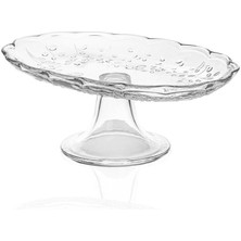 UltraMint Şık Oval Ayaklı Cam Sunum Tabağı 31X20X12 cm