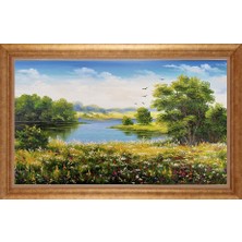 Giyense Altın Çerçeveli Paspartulu Manzara Tablo DF1604