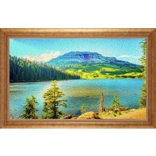 Giyense Altın Çerçeveli Paspartulu Manzara Tablo DF1619