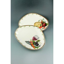 UltraMint Retro Tarzda Porselen Peynir ve Şarap Servisi Seti, 2 Adet, Şık Tasarım