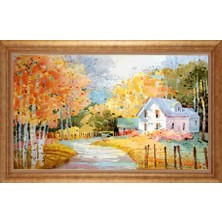 Giyense Altın Çerçeveli Paspartulu Manzara Tablo DF1452