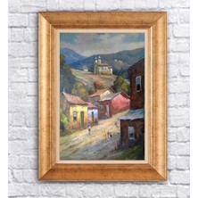 Giyense Altın Çerçeveli Paspartulu Manzara Tablo DF1122