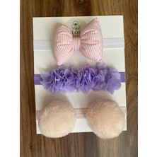 Glory Baby 3'lü Bebek Bandana Seti Fiyonk- Ponpon- Çiçek