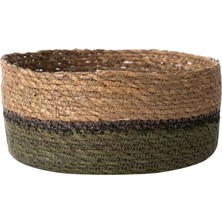 Mudo Home YEŞİL NATÜREL YUVARLAK DÜZ SEPET M 21 CM