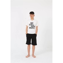 Veralya Moda Erkek Genç Garson Boy Kısa Kol Ekru Penye Şortlu Pijama Takımı