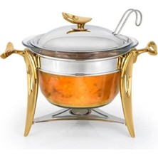 UltraMint Şık Silver Gold Mum Isıtıcılı Çorba Seti 4 Litre, Şık ve Kullanışlı