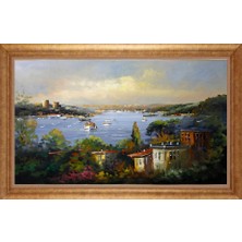 Giyense Altın Çerçeveli Paspartulu Manzara Tablo DF1437