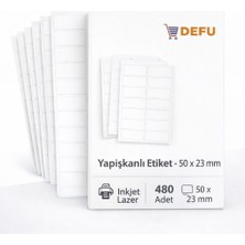 Defu 23 x 50 mm Beyaz Kuşe Ofis Etiketi 40 Sayfa 480 Adet