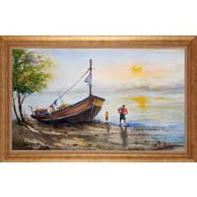 Giyense Altın Çerçeveli Paspartulu Manzara Tablo DF1533