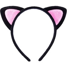 Magicool Sevimli Kedi Kulak Pofuduk Kedi Taç Siyah Içi Pembe Renk 17X15 cm