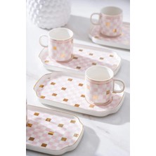 UltraMint Şık Pembe 6 Kişilik Kahve Fincanı Takımı, 90 Ml, Zarif ve Modern Tasarım