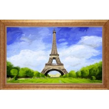 Giyense Altın Çerçeveli Paspartulu Manzara Tablo DF1749