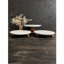 UltraMint Mermer Sunum Seti, Pasta ve Peynir Tabağı, Boncuk Ayaklı, Şık ve Zarif