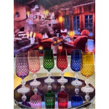 UltraMint Renkli 6'lı Kristal Kesme Işlemeli Kahve Yanı Bardak Seti