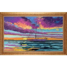 Giyense Altın Çerçeveli Paspartulu Manzara Tablo DF0953