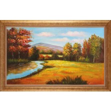 Giyense Altın Çerçeveli Paspartulu Manzara Tablo DF0971